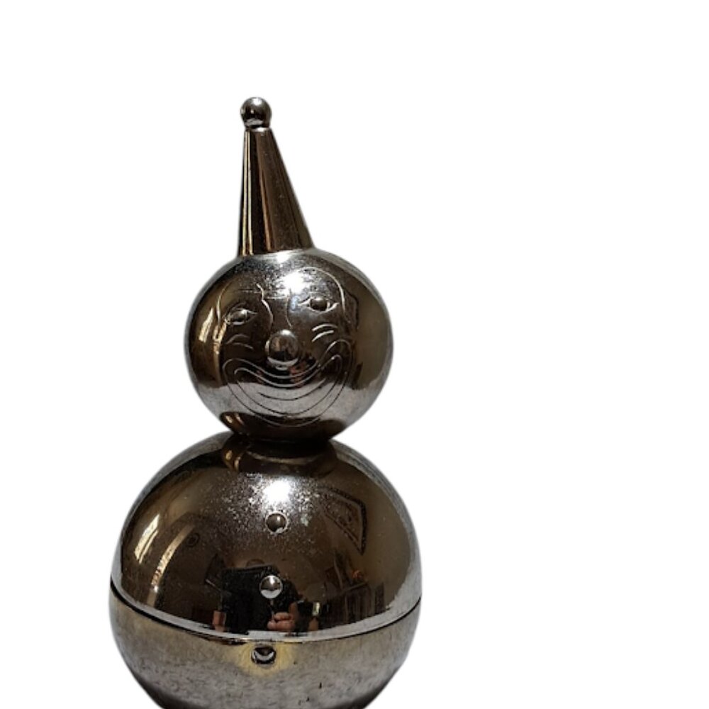 Vintage Raimond Clown Coin Bank Weighted Chrome Roly Poly Piggy Bank - Picture 6 of 6
